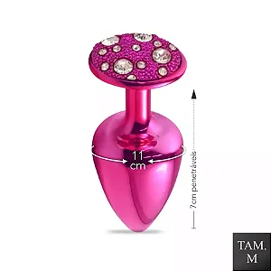 Plug de Metal Com Pedras Cravejadas (HA135R) - Rosa TAM M