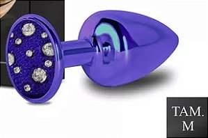 Plug de Metal Com Pedras Cravejadas (HA135L) -Lilás TAM M