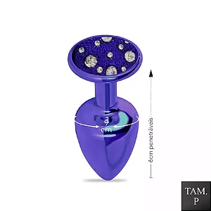 Plug de Metal Com Pedras Cravejadas (HA134L)  TAM P- Lilás