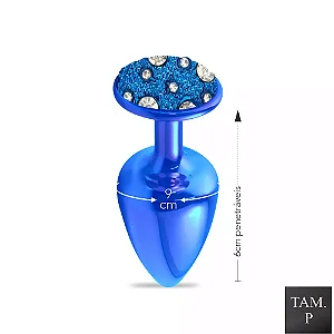 Plug de Metal Com Pedras Cravejadas (HA134A) TAM P- Azul