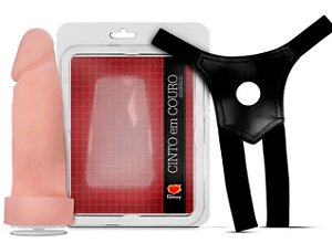 Prótese Em Cyberskin Com Vertebra, Com Rosca E Cinto Em Couro 16x5cm