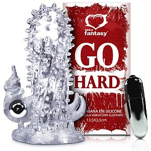 Capa Peniana em Silicone com Saliências Estimuladoras e Vibrador Bullet - 13 x 3 cm