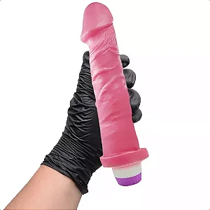 Pênis Realístico Aromático Com Vibro - Sabor TUTTI FRUTTI -Medidas: 18 x 4,4 cm- 2 PILHAS DE BRINDE-