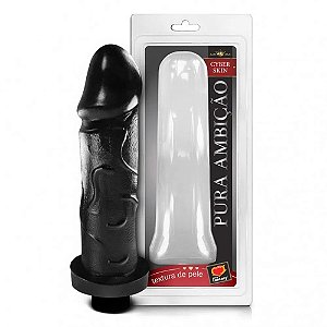 Prótese  De Pele Cyber Skin Com Vibro Black 20X5