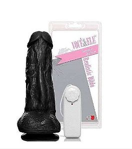 Prótese Vibratória C/ Escroto E Ventosa 18,5X4,5Cm Cor Preto - KT3101P