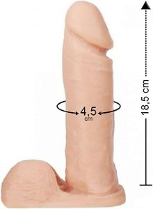 Prótese Maciça Realística com Veias Com Escroto 18,5X4,5 cm Cor Bege