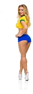 Conjunto Lingerie Sensual Torcida Do Brasil Copa Do Mundo- 01 Cropped 01 Shortinho