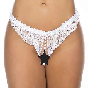 Tanga Fio Dental Pérola Sexy - Branca