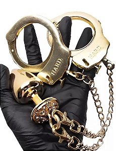 Kit Algema e Plug Cravejado M (HA147D) - Dourado