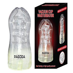 Masturbador  Masculino Lanterna  Pagoda Cyberskin Em Formato De Vagina Cor Transparente 18,0 x 7cm