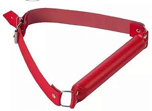 Mordaça Bastão Erótica Sado Bdsm Submissão Tiras De Couro Sintético- Vermelho