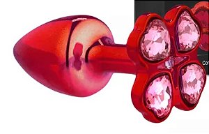 Plug de Metal Vermelho Com Trevo Cor Vermelho TAM-P (HA137V)