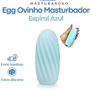 EGG Ovinho  Masturbador Masculino Macio Silicone Texturizada Por Dentro  Cor Azul