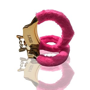 Algema Dourada Com Pelúcia Rosa Less- HA141DR