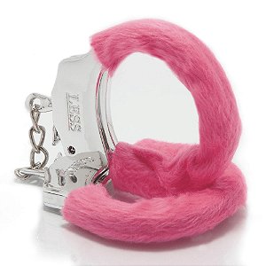 Algema Cromada Com Pelúcia Rosa Less HA141CR