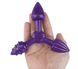 Plug Anal Triplo Com Saliências Anal Vagina Cor Lilás