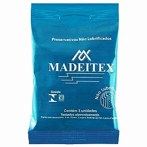 Preservativo Madeitex Não Lubrificado 03 Unidades Rilex-56mm. Comprimento Mínimo: 160mm