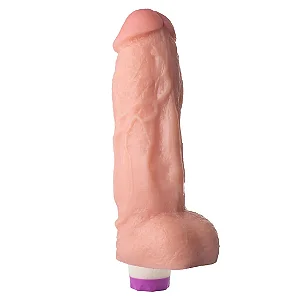 Mon Plaisir Prótese com Vibro 22,5 x 5,5 cm Cor BEGE- 2 PILHAS BRINDE