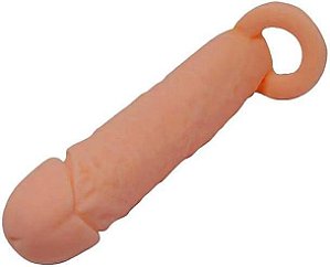 Capa Peniana 16cm x 4cm Extensora Cyberskin com Anel para Escroto Pretty Love Tamanho Penetrável 12cm x 3,2cm