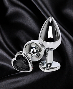 Plug Anal de Coração Aço Inox - Tamanho G -Cor Preto