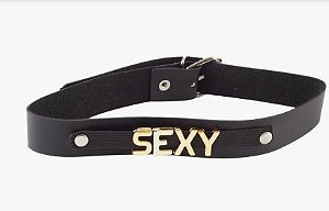 Coleira Personalizada Acessório Sensual Couro Sintético- Escrita Sexy-