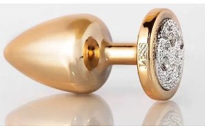 Plug Anal Less  Dourado Com Pedra Cravejada Cromada Prata HA143DC- TAM P