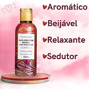 Óleo Corporal Beijável Morango 120ml  Sofisticatto