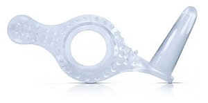 Anel Peniano Oriental Estimulador Com Plug Anal  Transparente