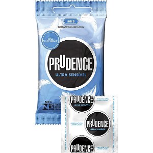 Preservativo Ultra Sensível Mais Fino Lubrificado Com 3 Unid. Prudence -52 mm