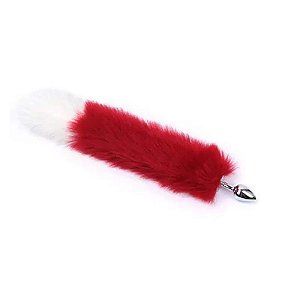 Plug Anal Cauda de Raposa – Vermelho e Branco- Tam P