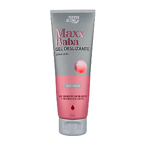 Lubrificante Gel Deslizante à Base de Água Maxx Baba 50gr Perfeito Para Penetração Sexo Oral e Beijo Grego- Sabor Tutti-