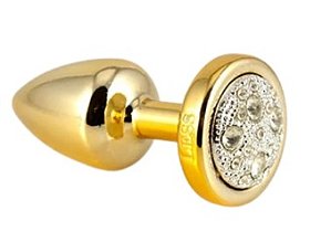 Plug Anal Less  Dourado Com Pedra Cravejada Cromada Prata TAM P -HA143DC
