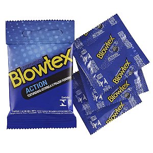 Preservativos Lubrificados Action Texturizado Estimula o Prazer Feminino 3und Blowtex Largura Nominal: 52mm