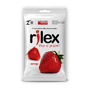 Preservativo Lubrificado com Aroma de Morango 3 Unidades Rilex( 52 mm)
