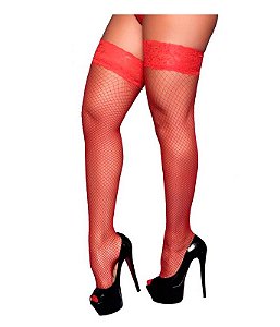 Meia Arrastão 7/8 Cor Vermelha Selene