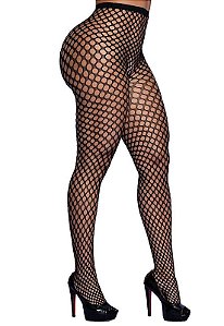 Meia Calça Arrastão com Transparência Tam Único Y4004- BLACK-