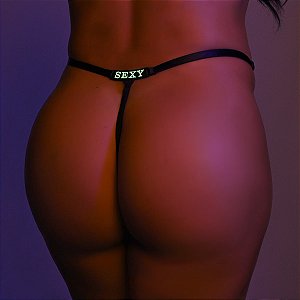 Calcinha Ajustável Sexy Hot Frase Brilha No Escuro Neon-Y5078 Cor:Preto; Frases:Sexy