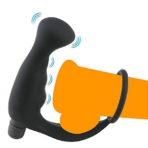 Vibrador de Próstata com Vibrador e Anel Peniano 10 Modos de Vibração(  1 pilha de AAA  DE BRINDE)