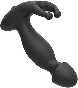 Plug Anal Massageador Próstata com Anel Bullet 1 Vibraçao-13,8cm em Silicone Flexível ( BLACK)