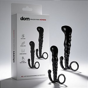 Kit com 2 Massageadores de Próstata em Silicone com Tamanhos Diferentes - Plug Anal Dom M3