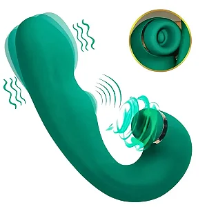 Sugador Com Pulsação Vibrador de Clitóris Ponto G Multifuncional 3 Em 1 Vibra Pulsa Suga Recarregável USB- VERDE-