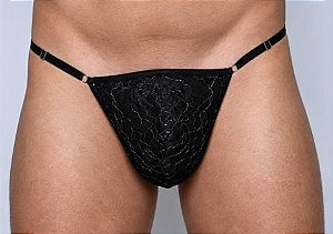 Cueca Tailandesa Fio Dental - Com Pérolas- Tamanho Único- Cor Black-