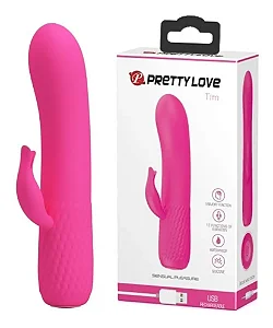 Vibrador de Ponto G e Clitóris - Recarregável - Tim - Pretty Love- 12 Funções de Vibração- COR MAGENTA-
