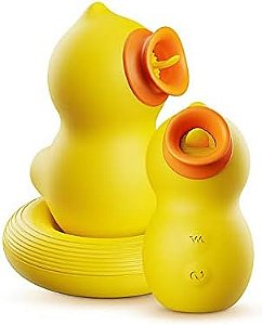 Sugador e Estimulador De Clitóris Linguinha e Pulsação Pato Dibe- 2 em 1- Recarregável via USB