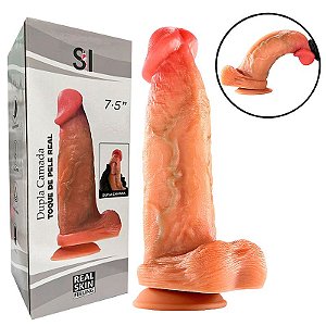 Pênis Realístico Com Ventosa Possui Glande- Escroto -Lubrificar Antes da Penetração Para Uso Anal ou Vagina- (Medidas Aproximadas) 19.0 X 5.0- 9552-