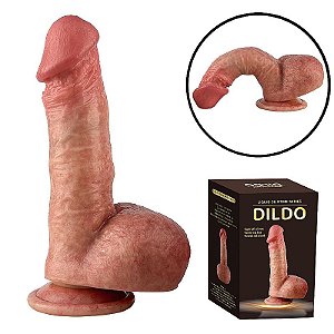 Pênis Realístico com Ventosa -Silicone Líquido- Lubrificar Antes da Penetração Para Uso Anal ou Vagina 17,0 x 4,0 cm