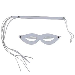 Kit Dominadora Perfeito Para Você Sensualizar -BRANCA-1 Máscara 1 Chicote Fino-