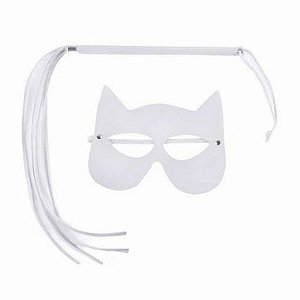 Kit Mascara + Chicote Mulher Gato Chicote Fino De Franja- Cor Branco-