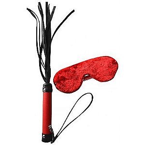 Kit Chicote Luxo Tiras 30cm C/ Venda Pelucia Vermelho