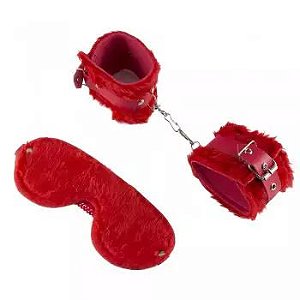 Kit Algema E Venda Em Pelucia Vermelho